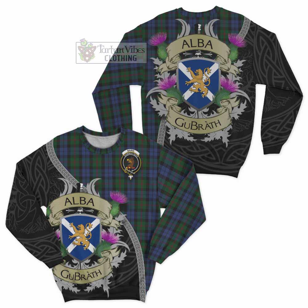 Baird Tartan Family Crest Sweatshirt Lion Rampant Royal Thistle Shield Celtic Inspired - Tartan Vibes Clothing
