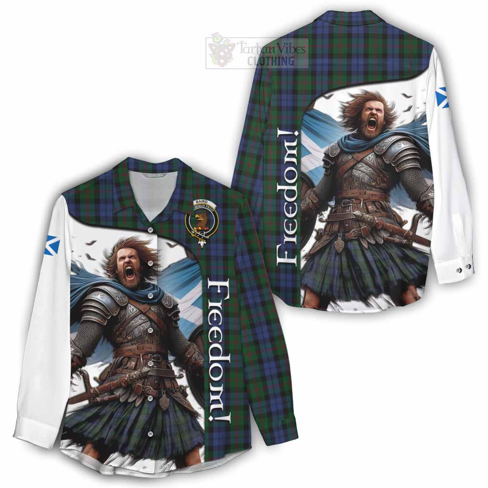 Tartan Vibes Clothing Baird Crest Tartan Women's Casual Shirt Inspired by the Freedom of Scottish Warrior