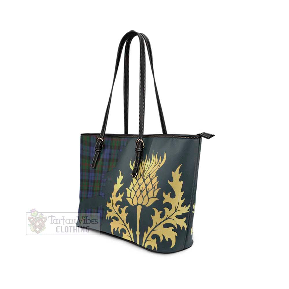 Baird Tartan Leather Tote Bag Gold Thistle Style - Tartan Vibes Clothing