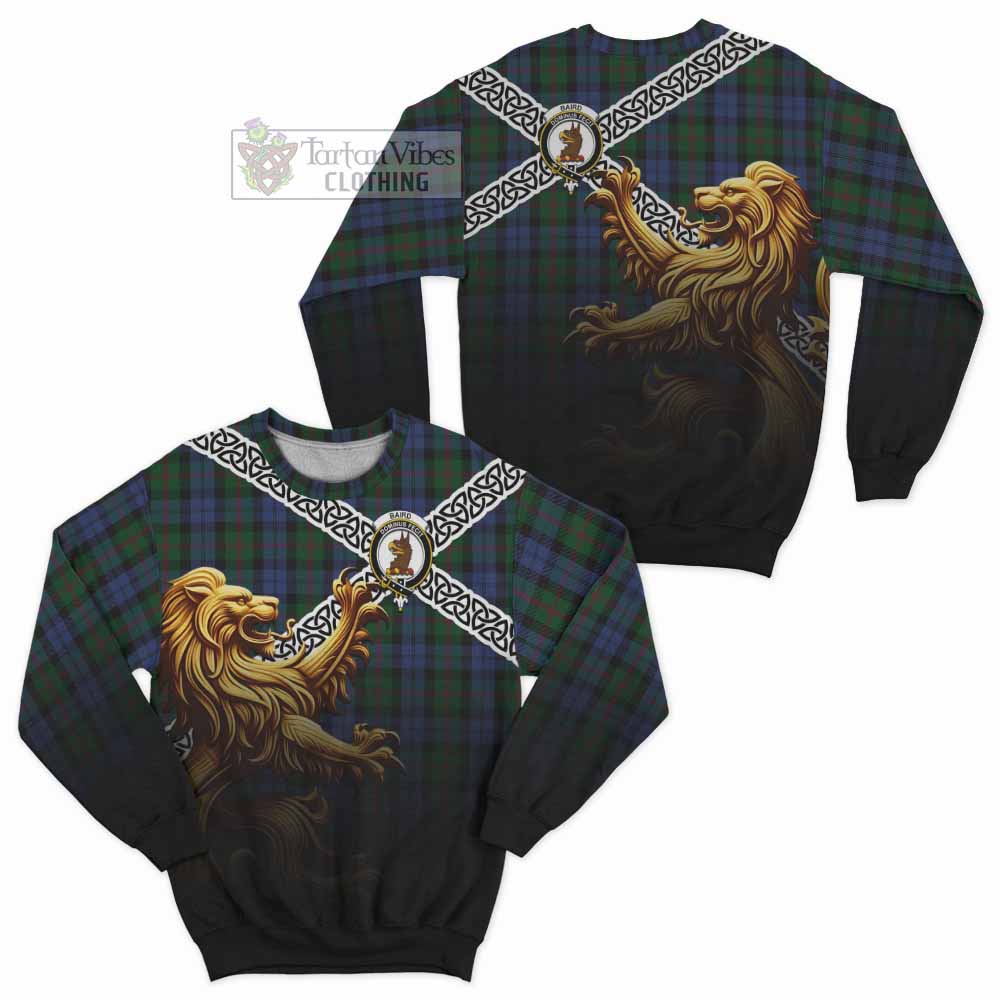 Baird Crest Tartan Sweatshirt with Golden Lion Emblem Celtic Style - Tartan Vibes Clothing