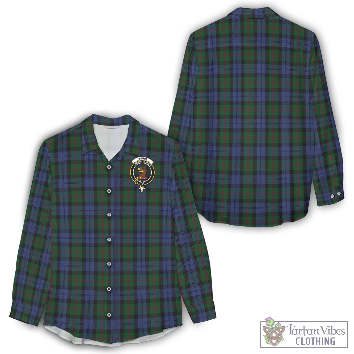 Tartan Vibes Clothing Baird Tartan Womens Casual Shirt with Family Crest