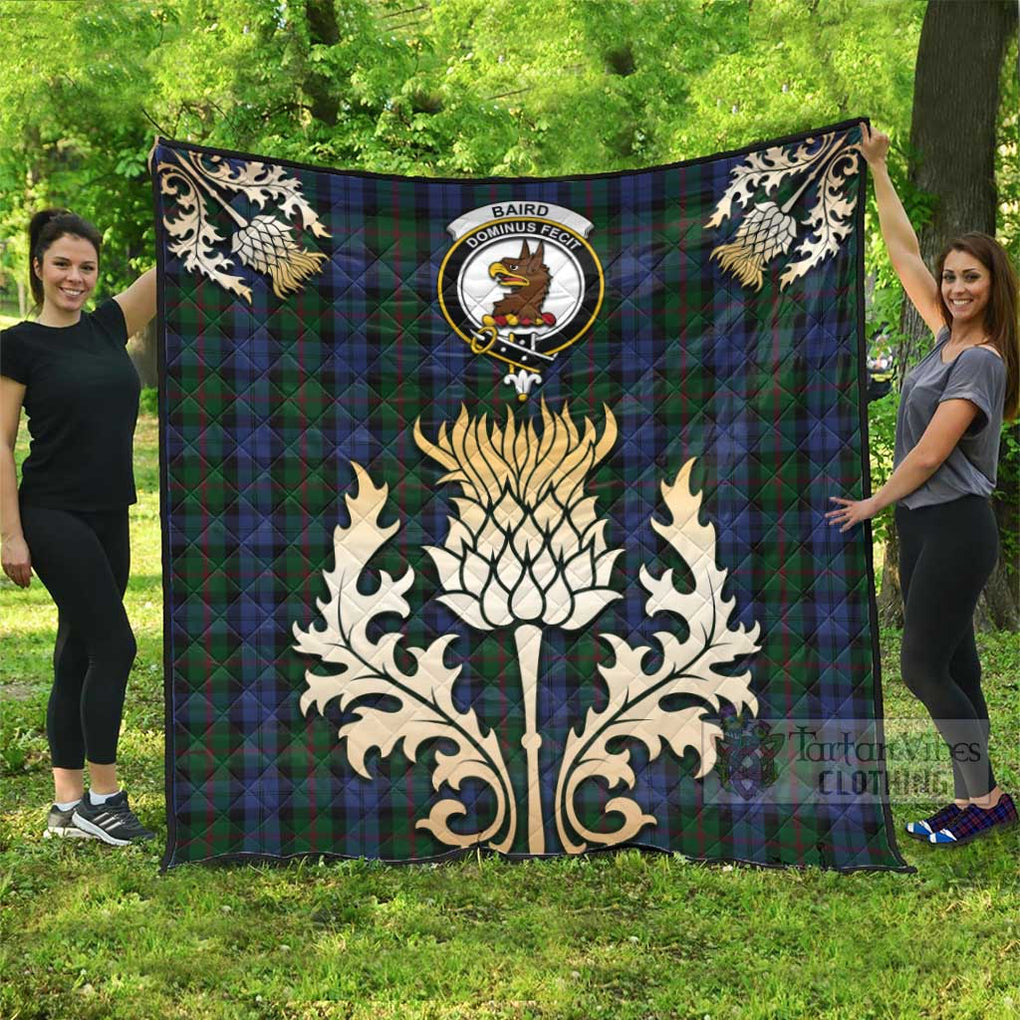 Tartan Vibes Clothing Baird Tartan Quilt with Family Crest and Golden Thistle Style