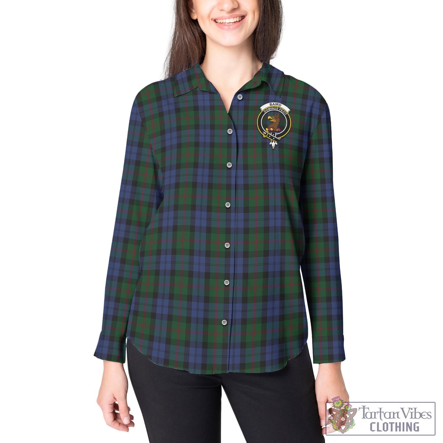 Tartan Vibes Clothing Baird Tartan Womens Casual Shirt with Family Crest