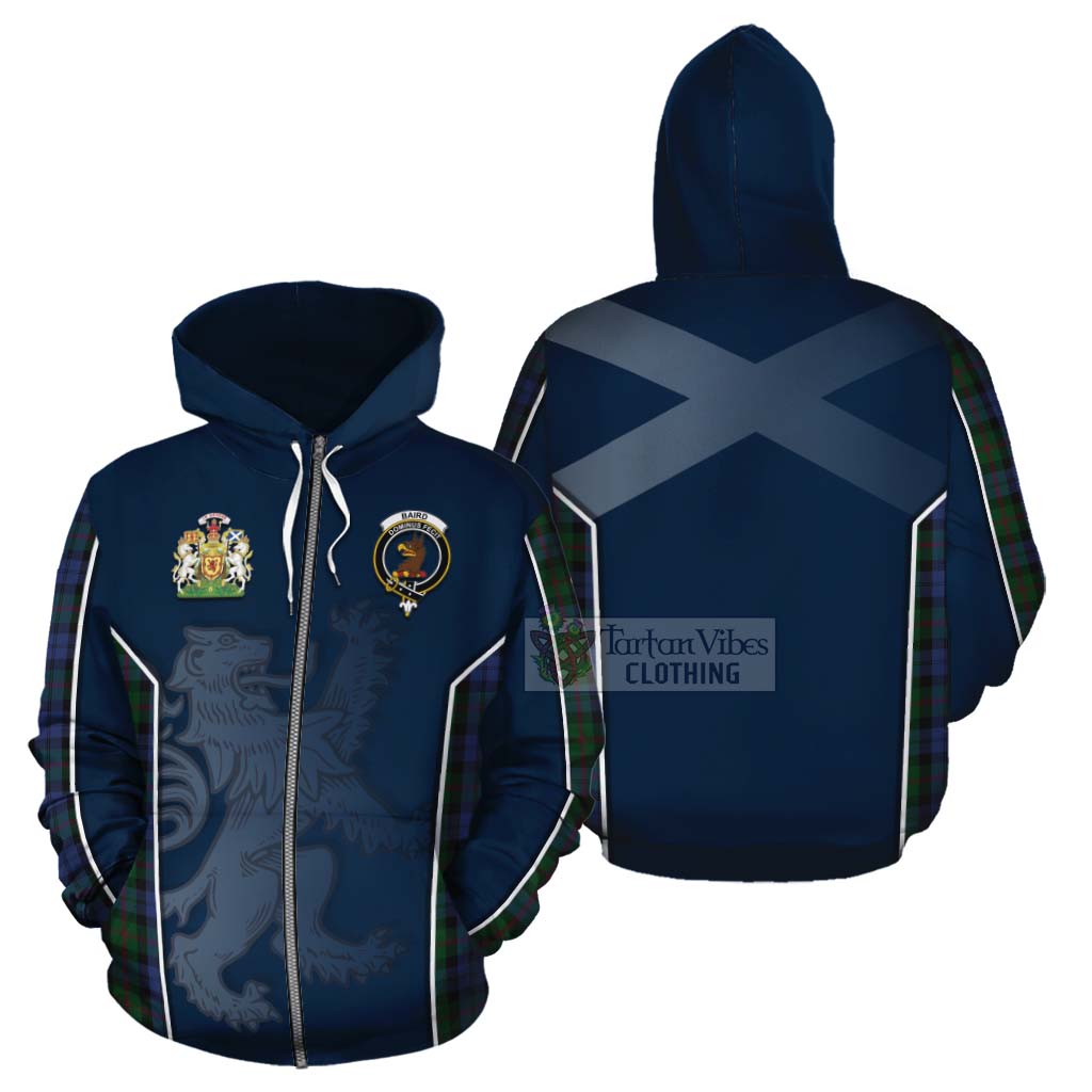 Tartan Vibes Clothing Baird Tartan Cotton Hoodie with Family Crest and Lion Rampant Vibes Sport Style