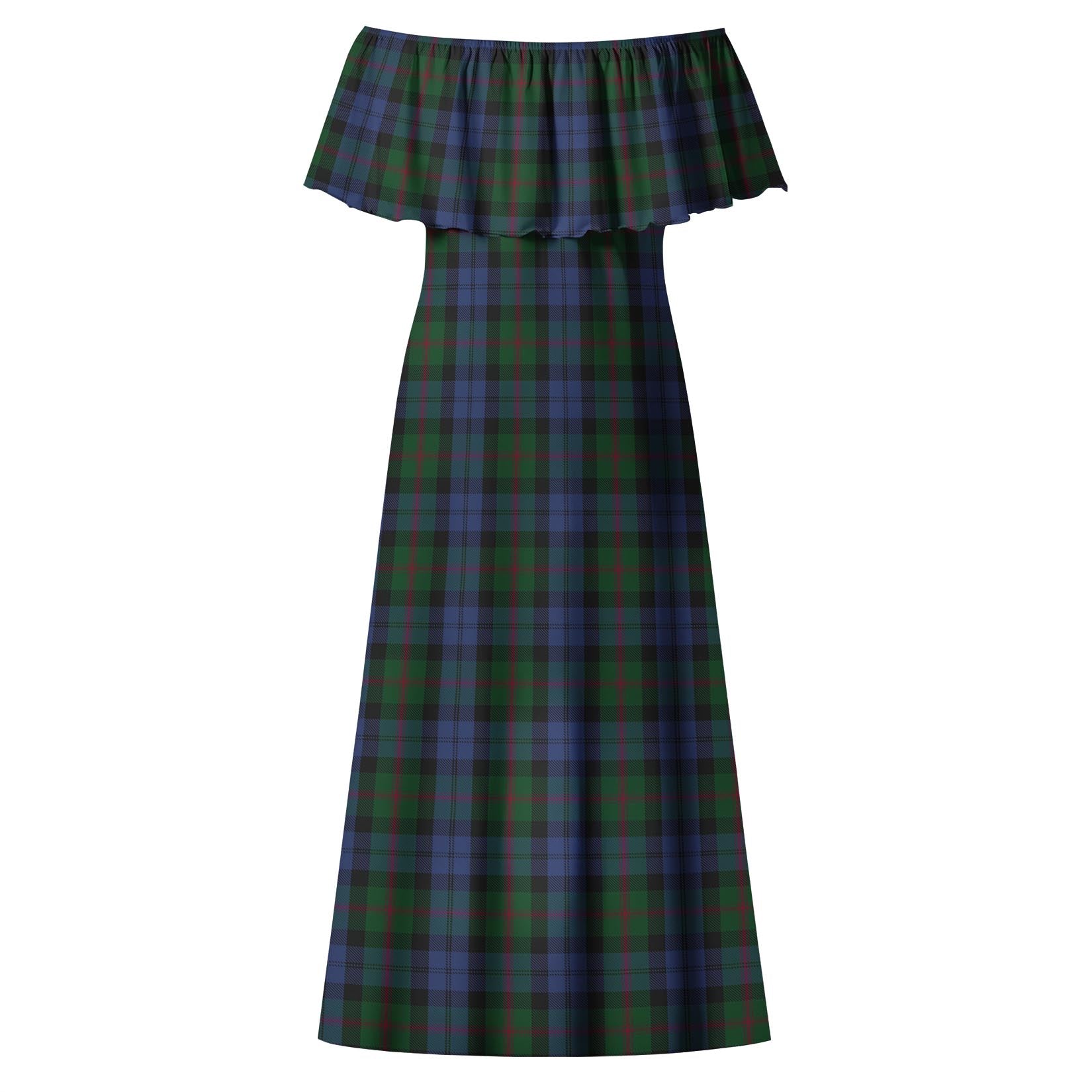 Baird Tartan Off Shoulder Long Dress - Tartanvibesclothing