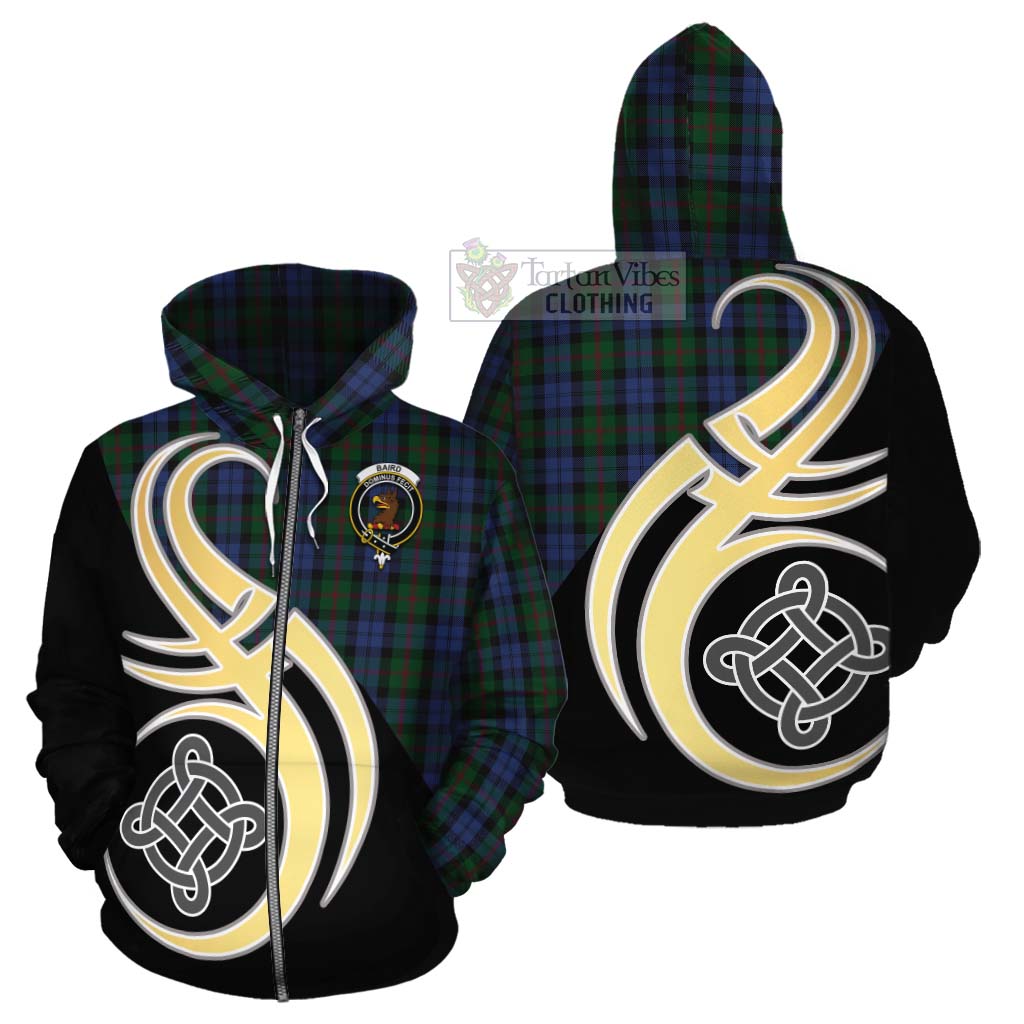 Tartan Vibes Clothing Baird Tartan Cotton Hoodie with Family Crest and Celtic Symbol Style