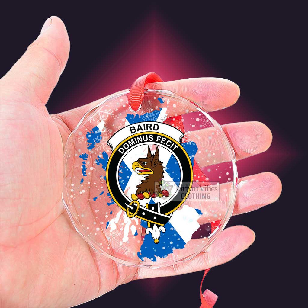 Tartan Vibes Clothing Baird Clan Crest Christmas Glass Ornament with Scotland Map