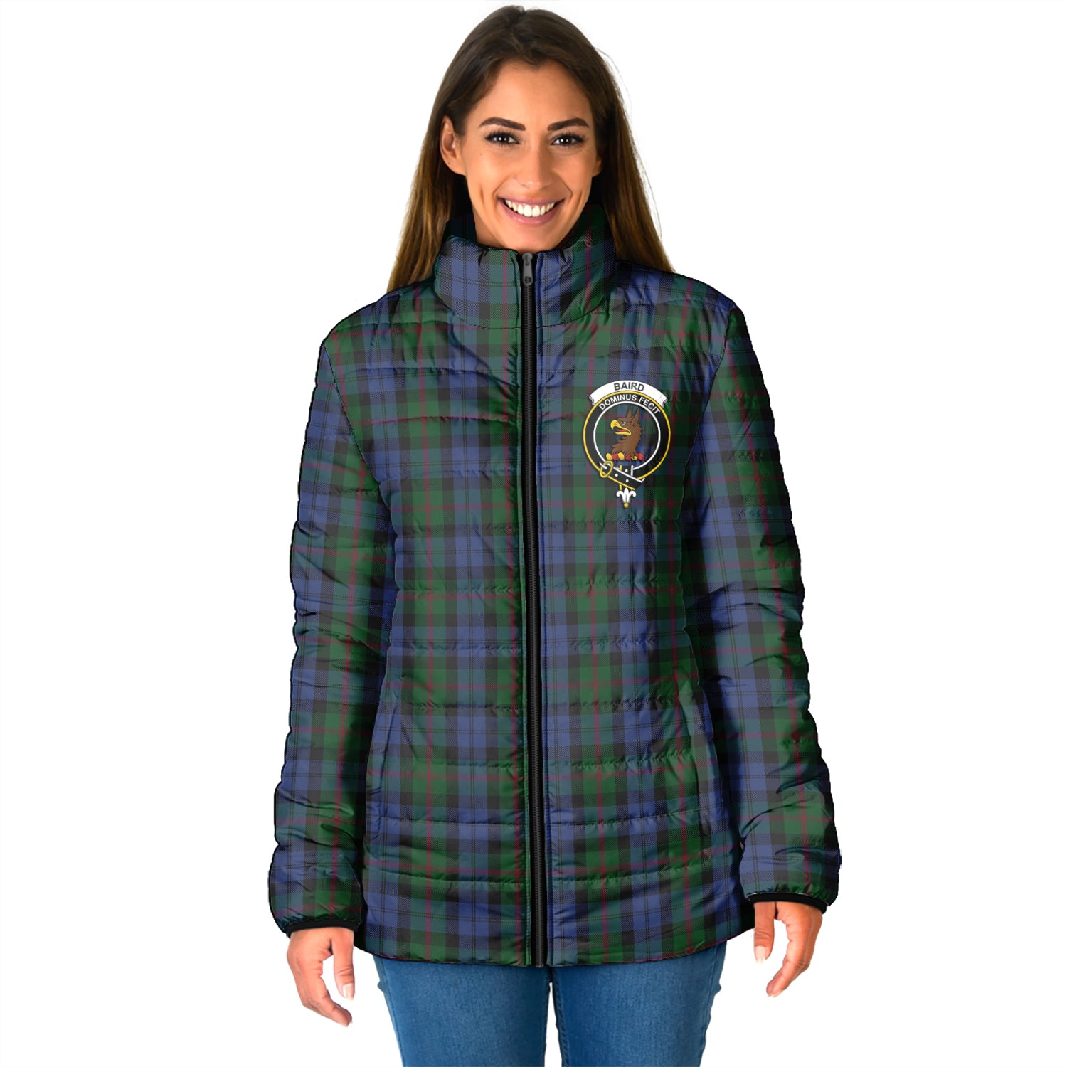 Baird Tartan Padded Jacket with Family Crest - Tartan Vibes Clothing