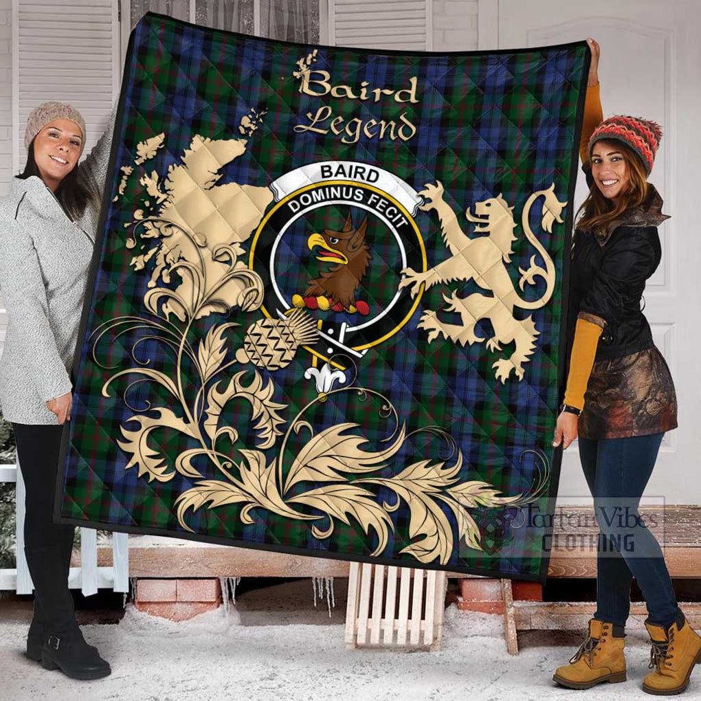 Tartan Vibes Clothing Baird Tartan Quilt with Family Crest and Scottish Symbol Style