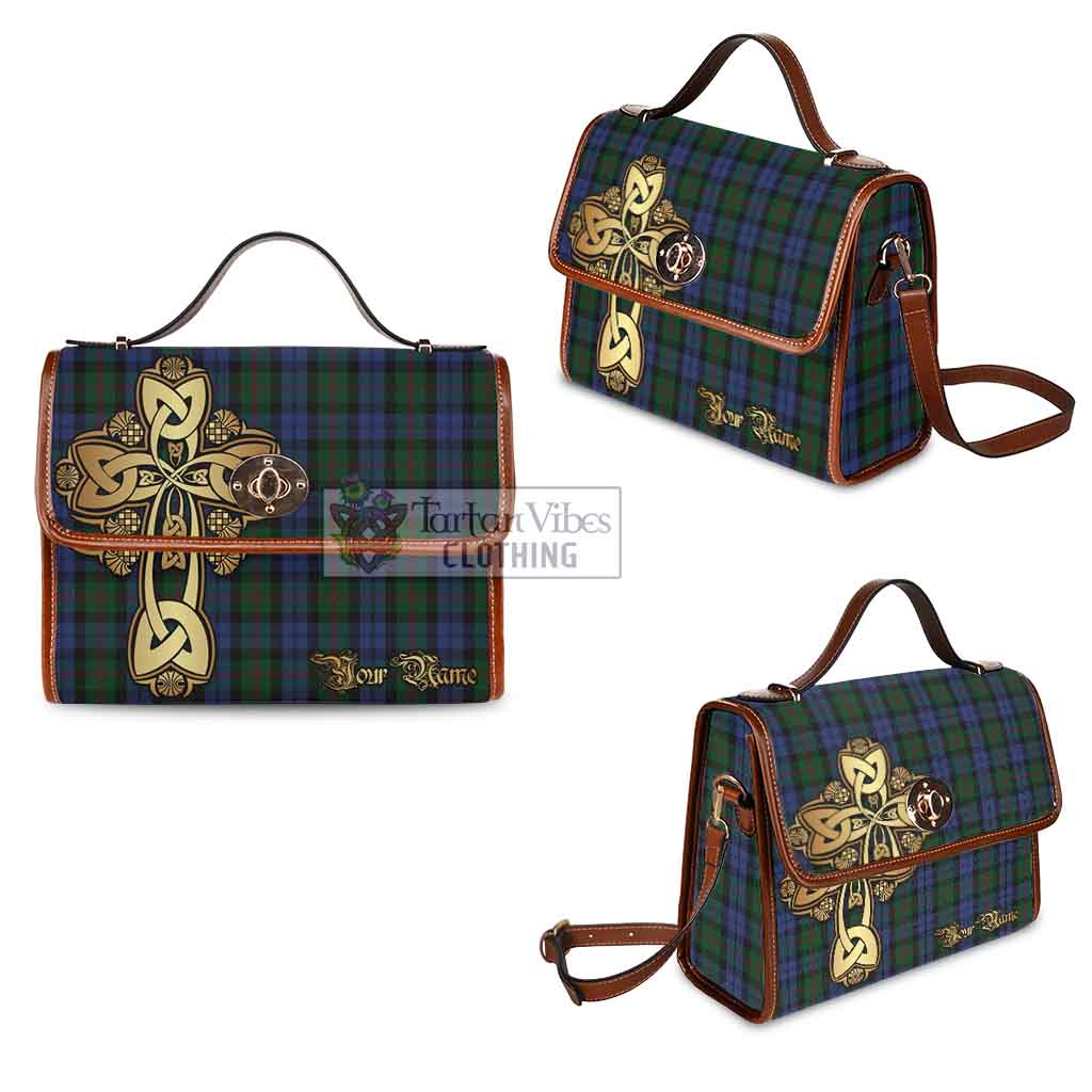 Tartan Vibes Clothing Baird Tartan Waterproof Canvas Bag Golden Thistle Celtic Cross Style