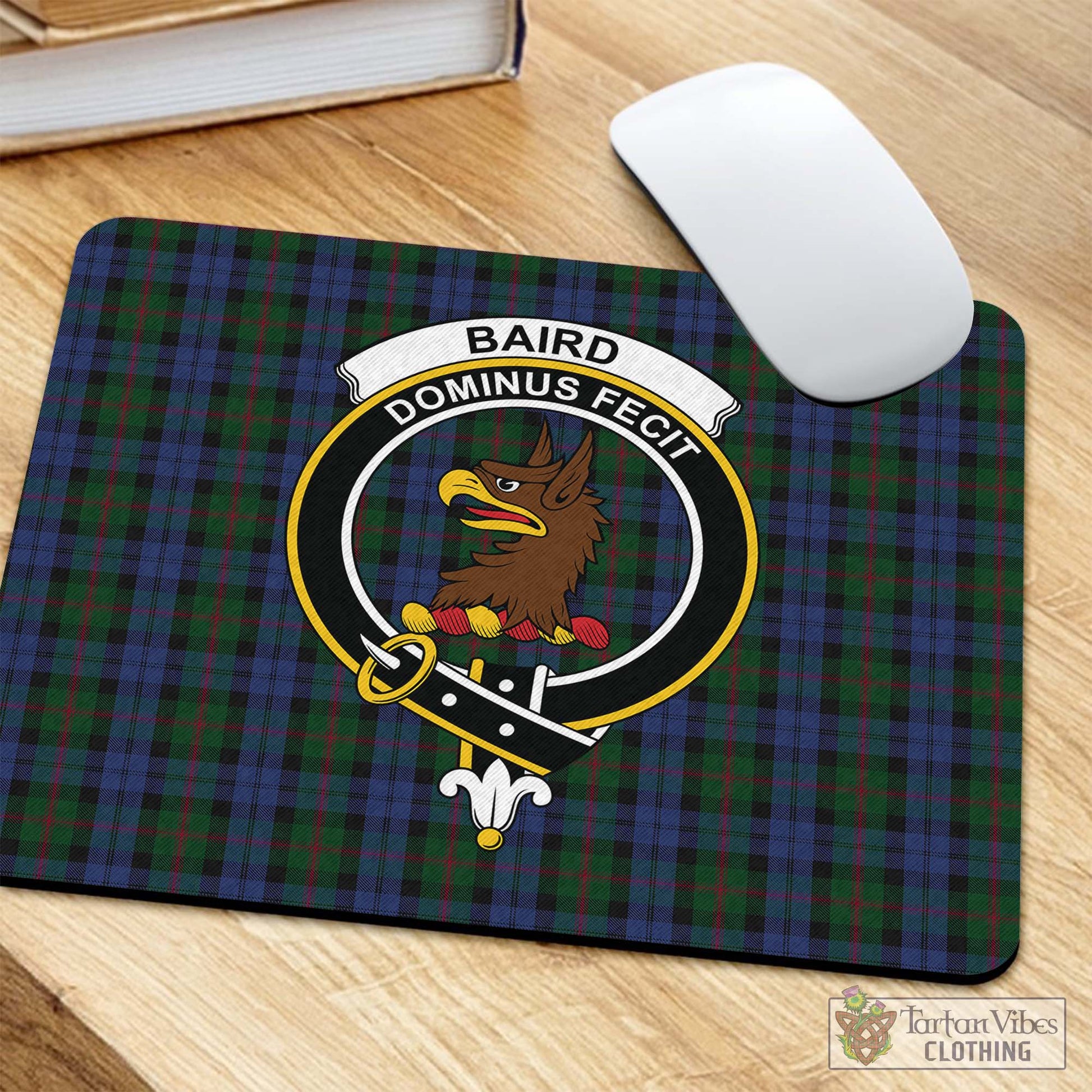 Tartan Vibes Clothing Baird Tartan Mouse Pad with Family Crest