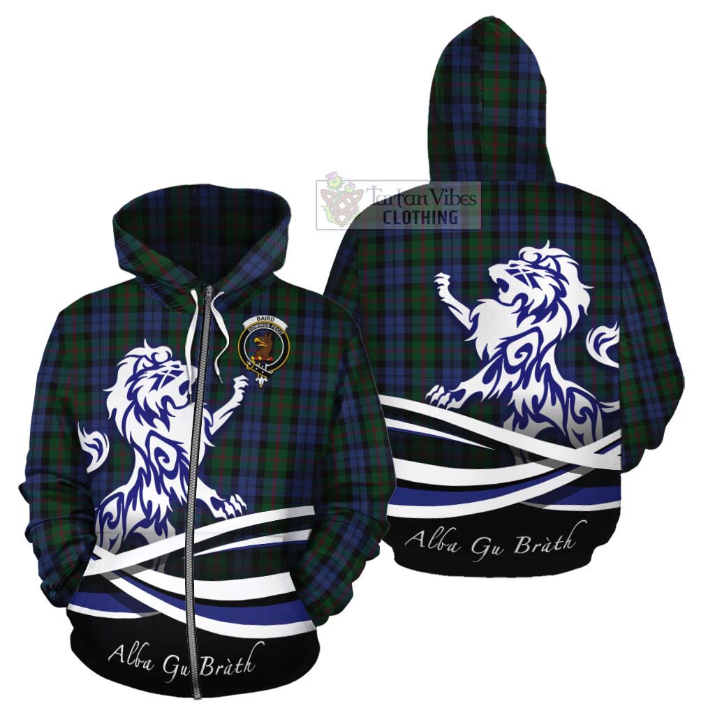 Tartan Vibes Clothing Baird Tartan Cotton Hoodie with Alba Gu Brath Regal Lion Emblem