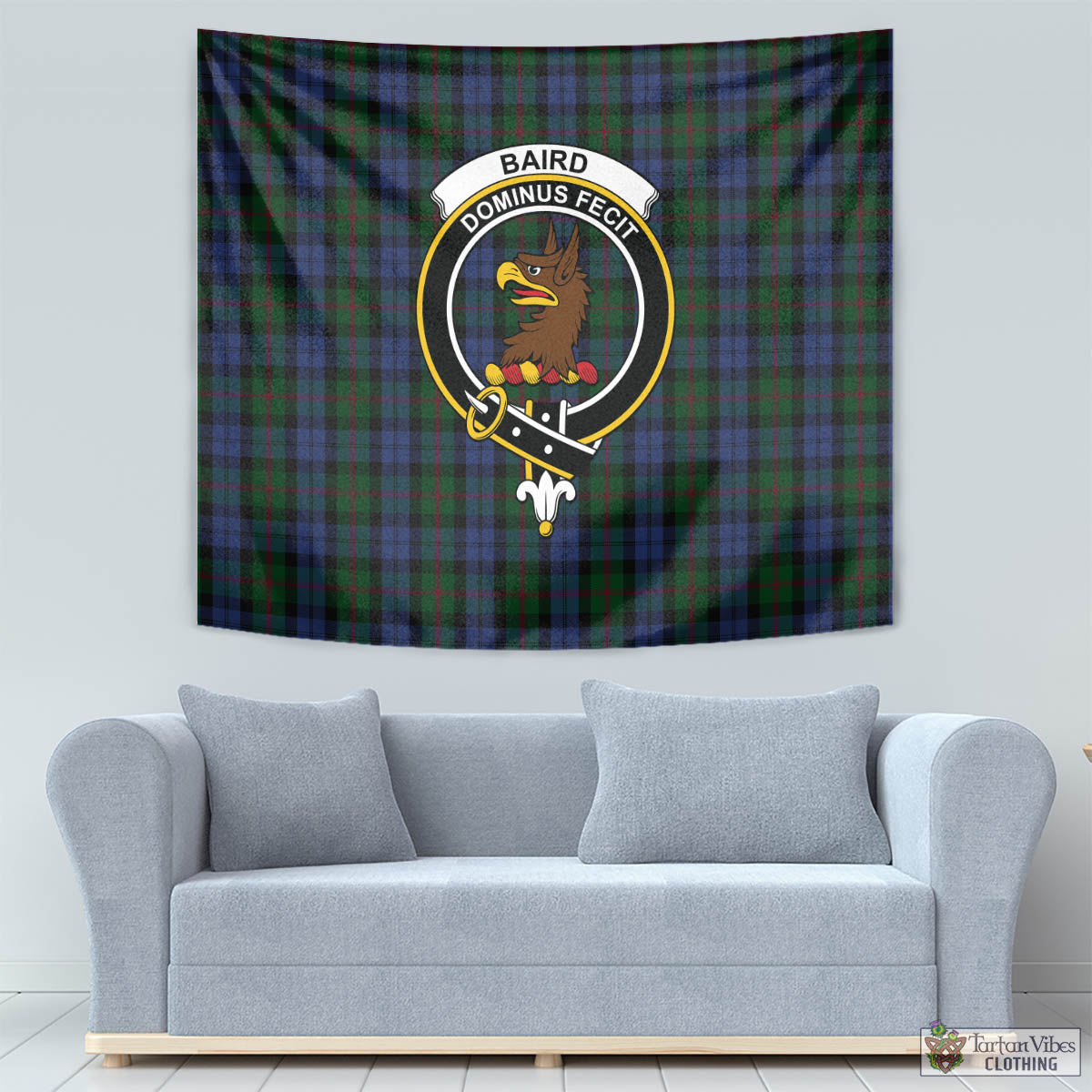 Tartan Vibes Clothing Baird Tartan Tapestry Wall Hanging and Home Decor for Room with Family Crest