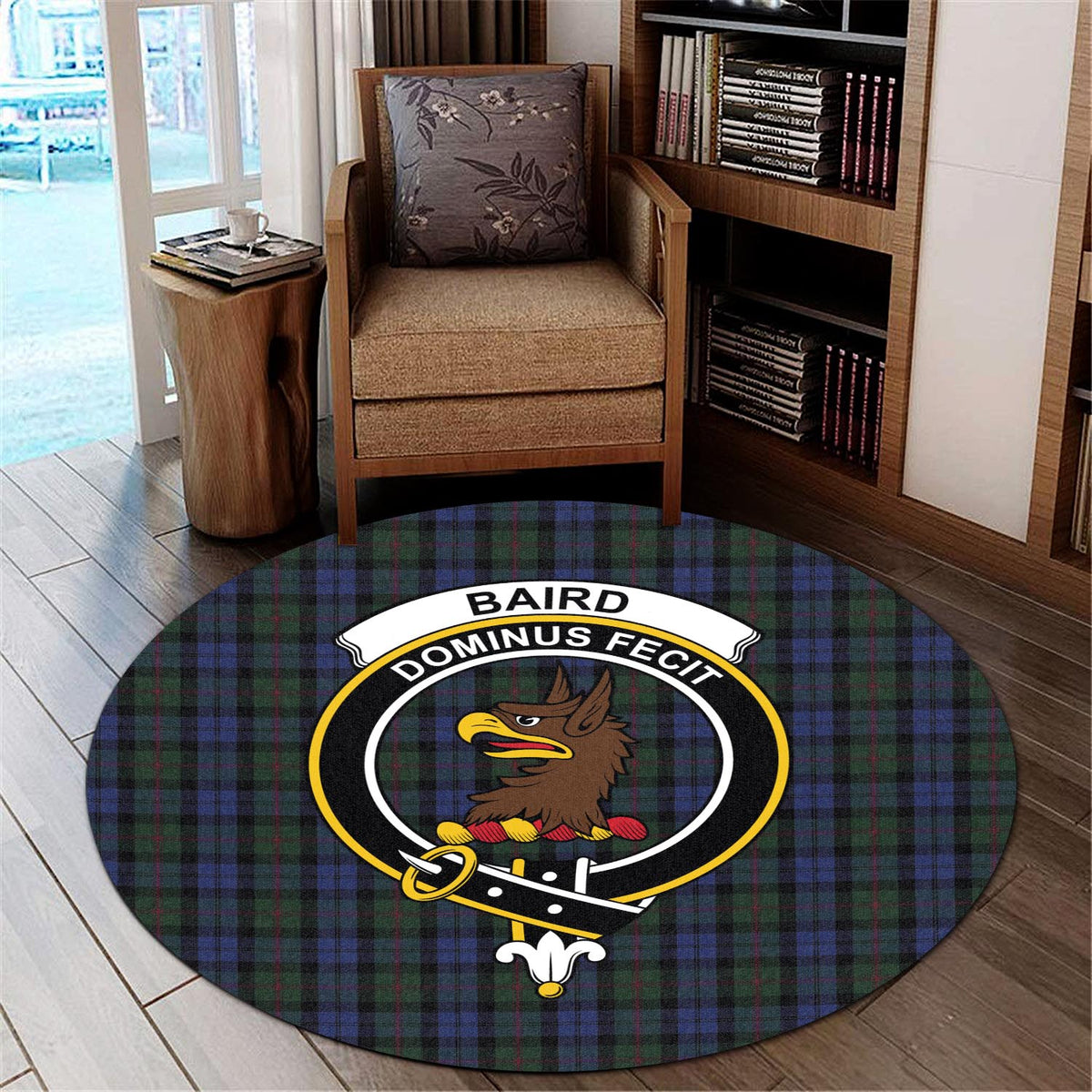 Baird Tartan Round Rug with Family Crest - Tartan Vibes Clothing