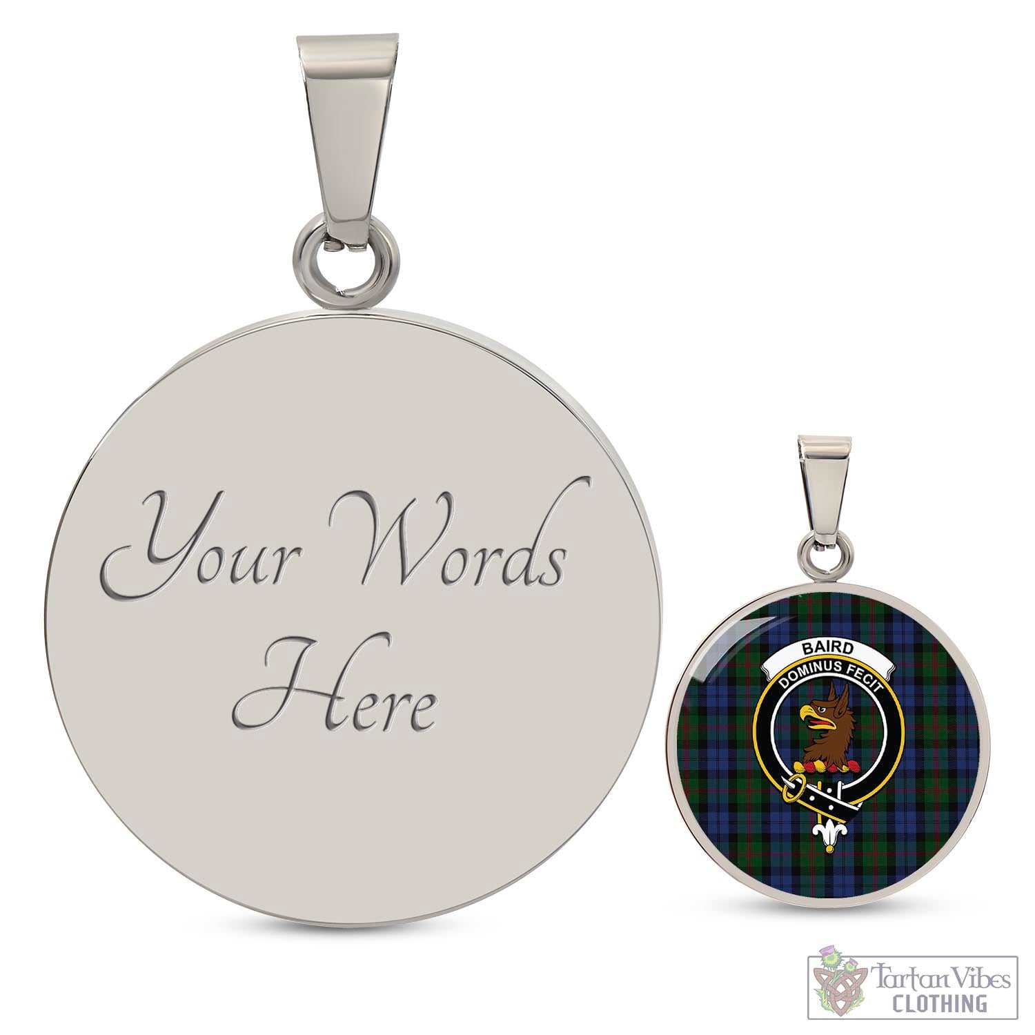 Tartan Vibes Clothing Baird Tartan Circle Necklace with Family Crest