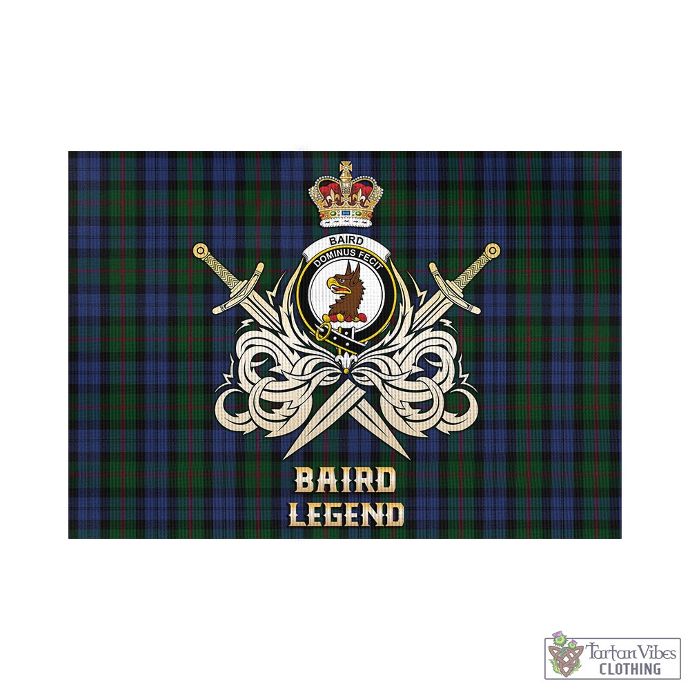 Tartan Vibes Clothing Baird Tartan Flag with Clan Crest and the Golden Sword of Courageous Legacy