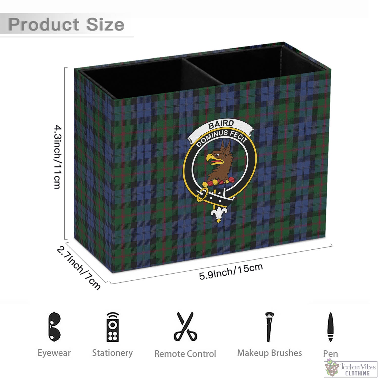 Tartan Vibes Clothing Baird Tartan Pen Holder with Family Crest