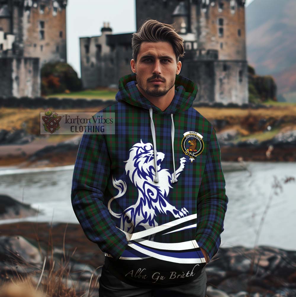 Tartan Vibes Clothing Baird Tartan Cotton Hoodie with Alba Gu Brath Regal Lion Emblem