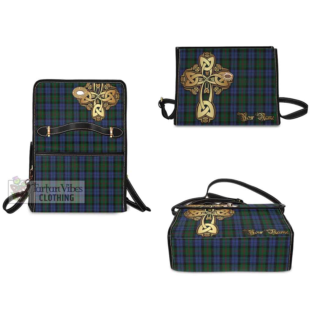 Tartan Vibes Clothing Baird Tartan Waterproof Canvas Bag Golden Thistle Celtic Cross Style