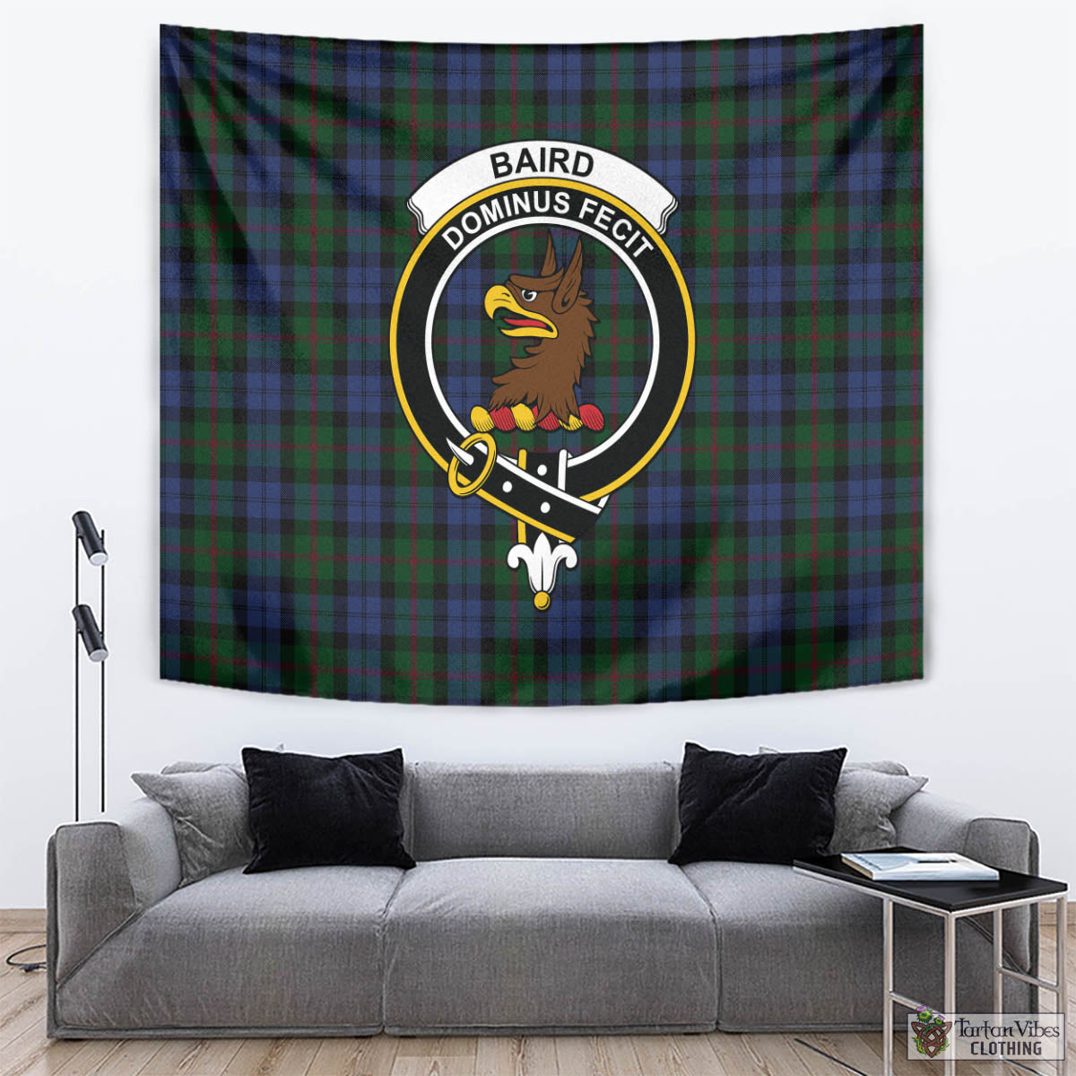 Tartan Vibes Clothing Baird Tartan Tapestry Wall Hanging and Home Decor for Room with Family Crest