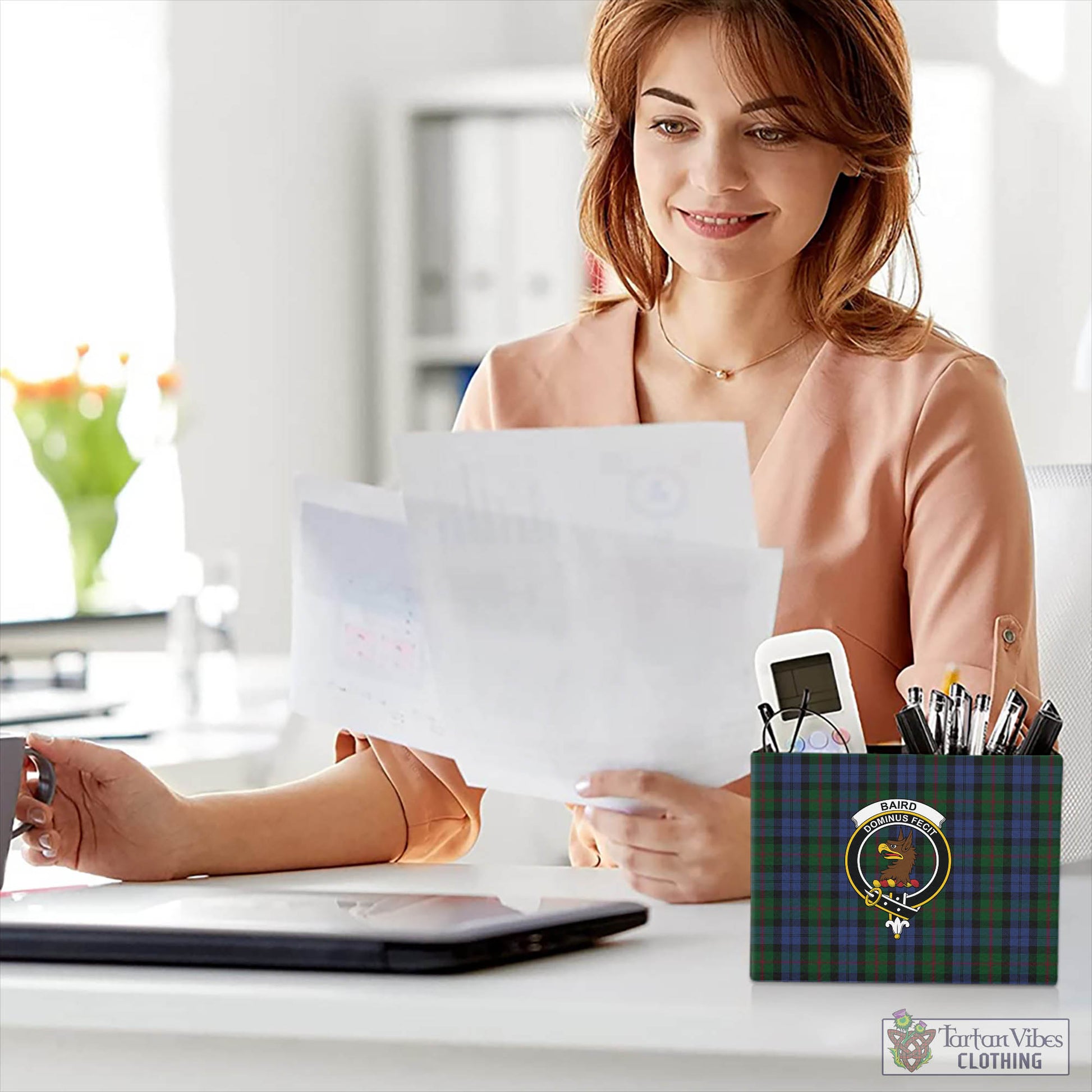 Tartan Vibes Clothing Baird Tartan Pen Holder with Family Crest