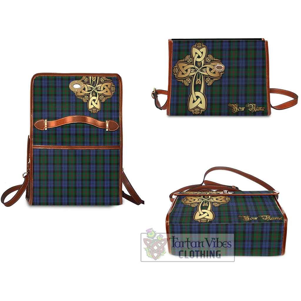 Tartan Vibes Clothing Baird Tartan Waterproof Canvas Bag Golden Thistle Celtic Cross Style