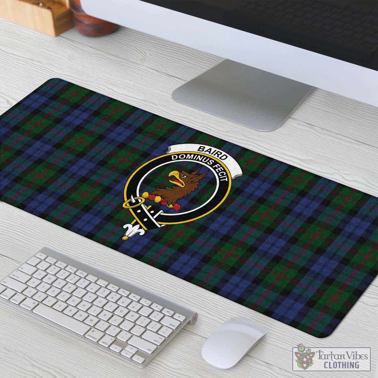 Tartan Vibes Clothing Baird Tartan Mouse Pad with Family Crest