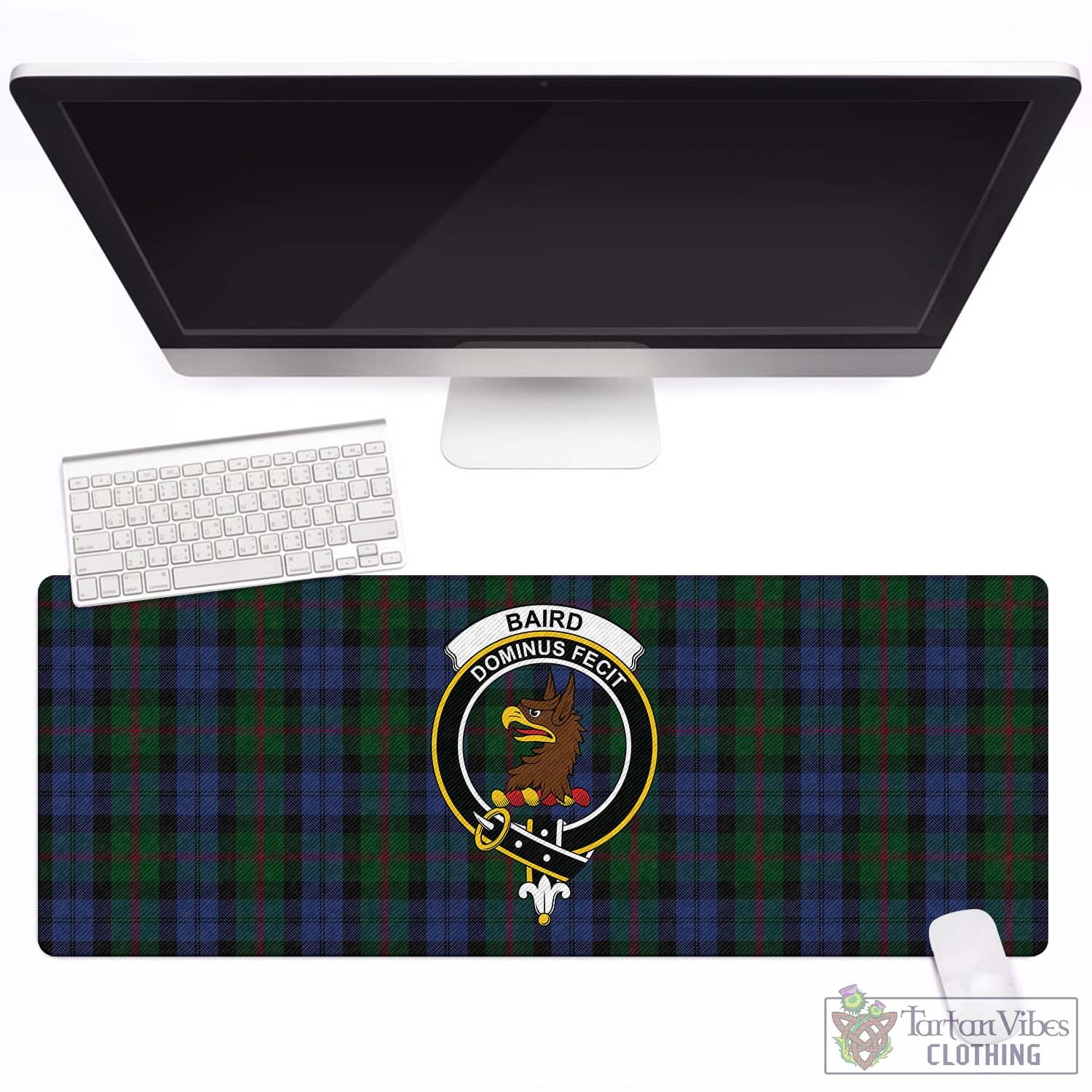 Tartan Vibes Clothing Baird Tartan Mouse Pad with Family Crest