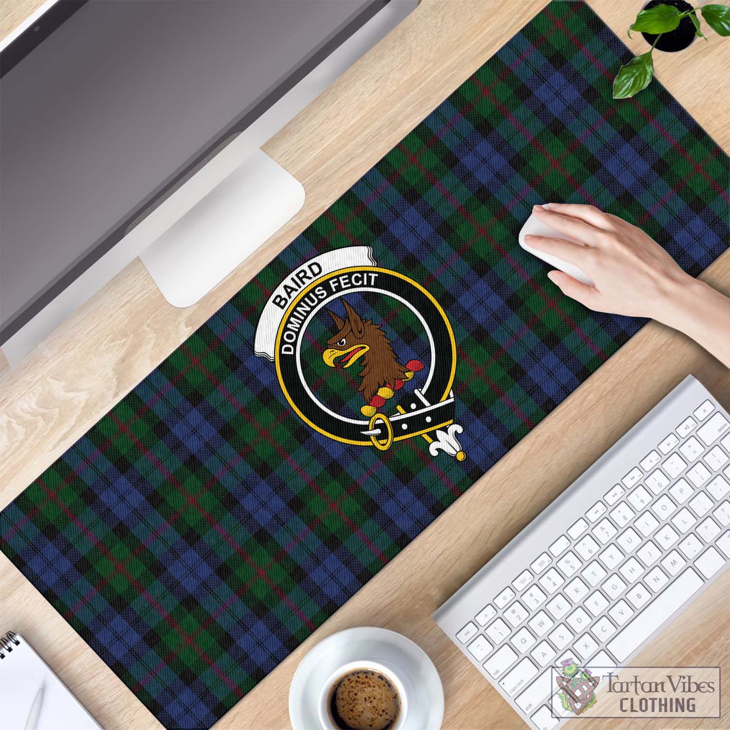 Tartan Vibes Clothing Baird Tartan Mouse Pad with Family Crest