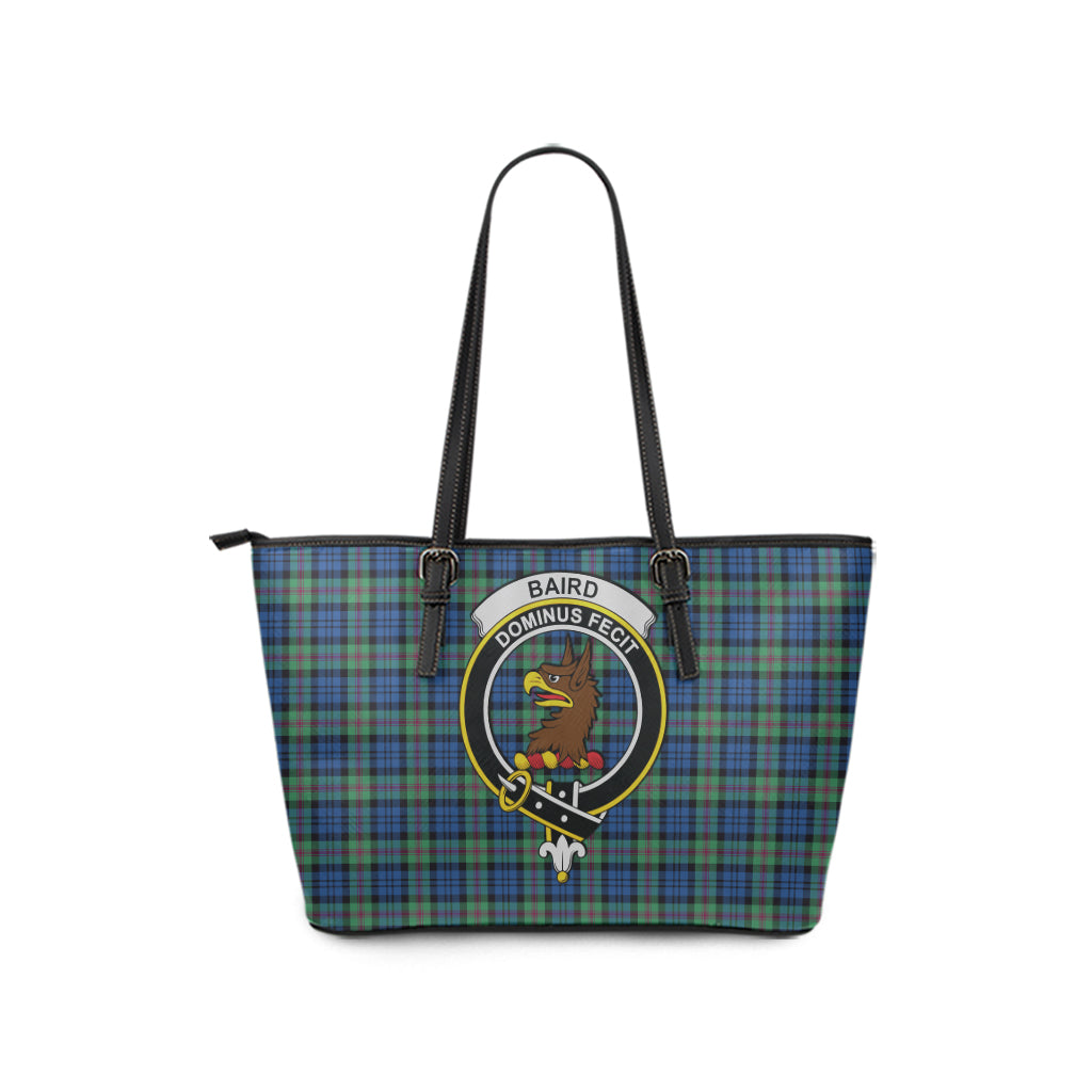 Baird Ancient Tartan Leather Tote Bag with Family Crest - Tartanvibesclothing