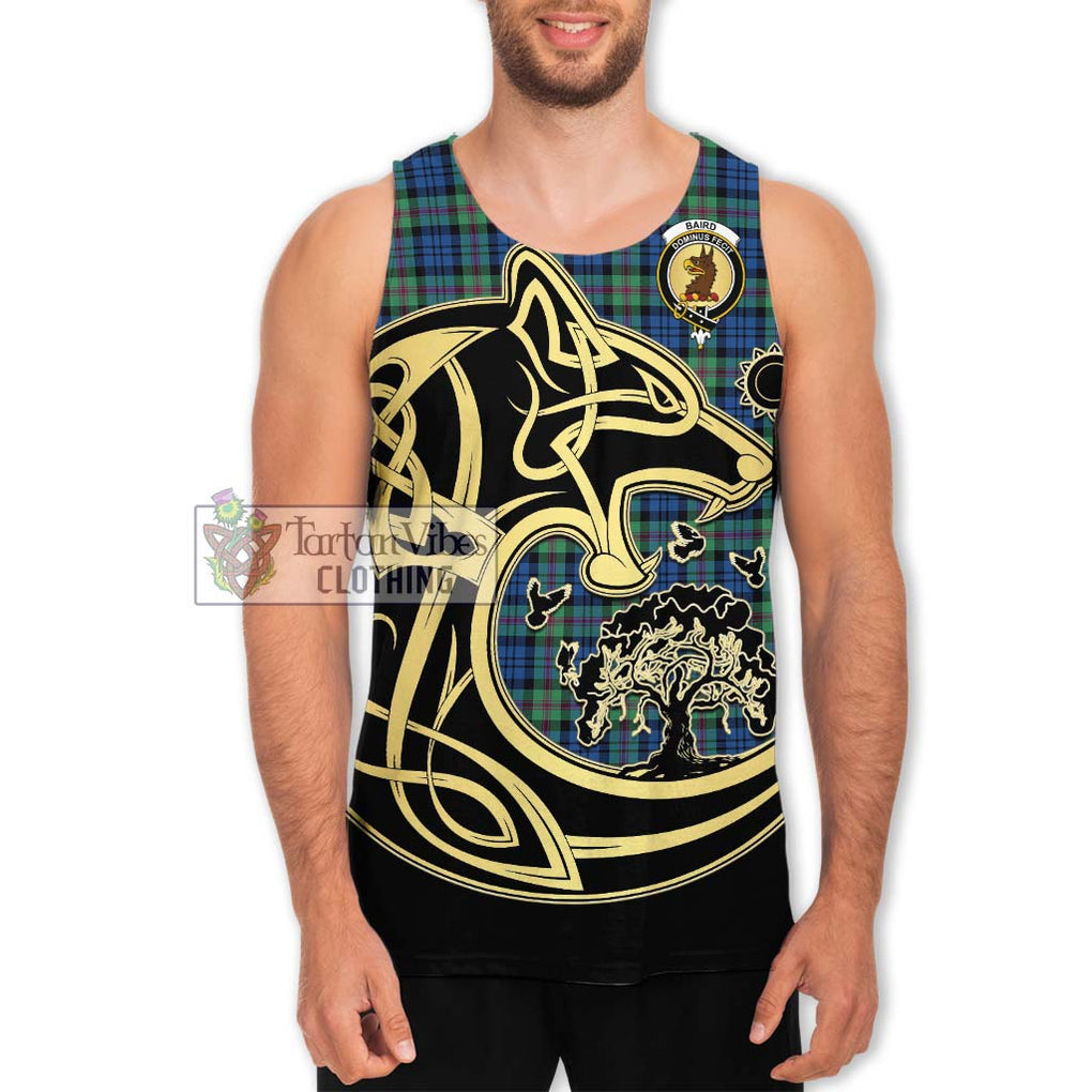 Baird Ancient Tartan Men's Tank Top with Family Crest Celtic Wolf Style Men - Tartan Vibes Clothing