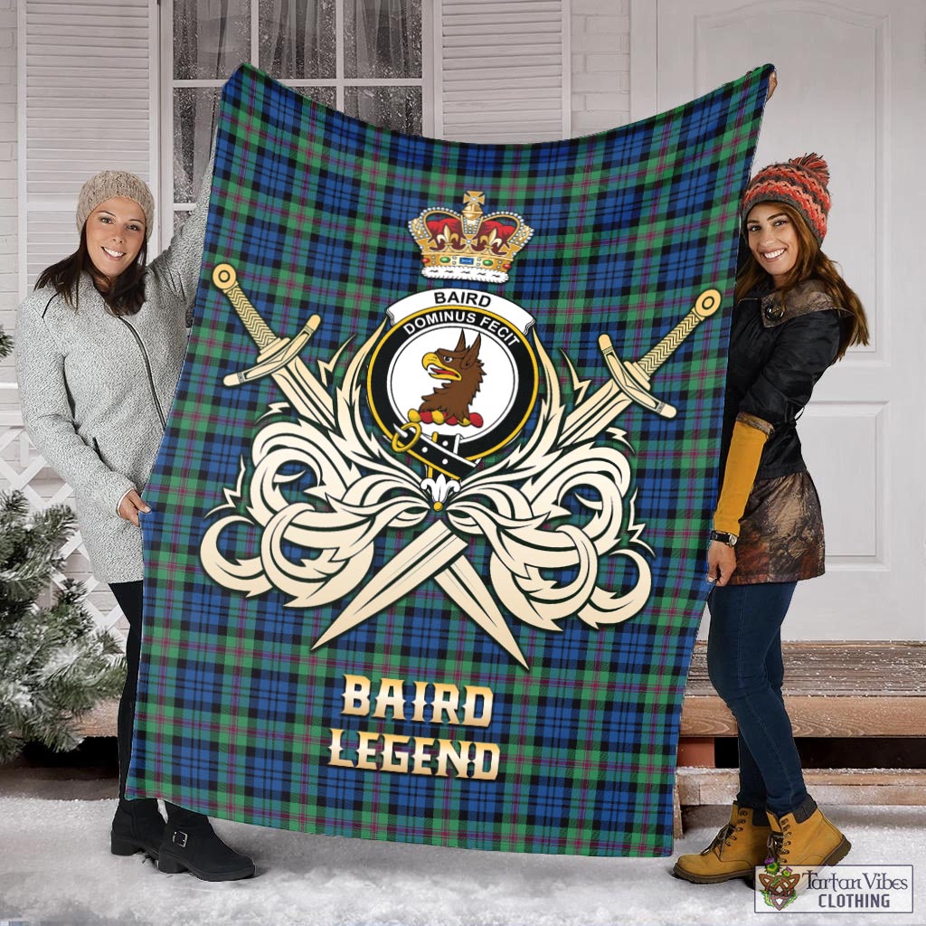 Tartan Vibes Clothing Baird Ancient Tartan Blanket with Clan Crest and the Golden Sword of Courageous Legacy