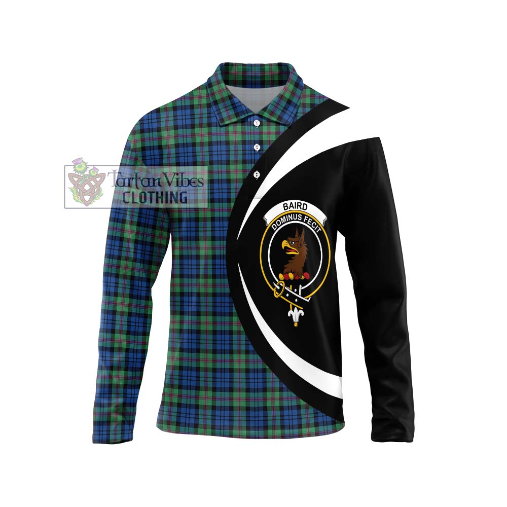 Baird Ancient Tartan Long Sleeve Polo Shirt with Family Crest Circle Style Unisex - Tartan Vibes Clothing