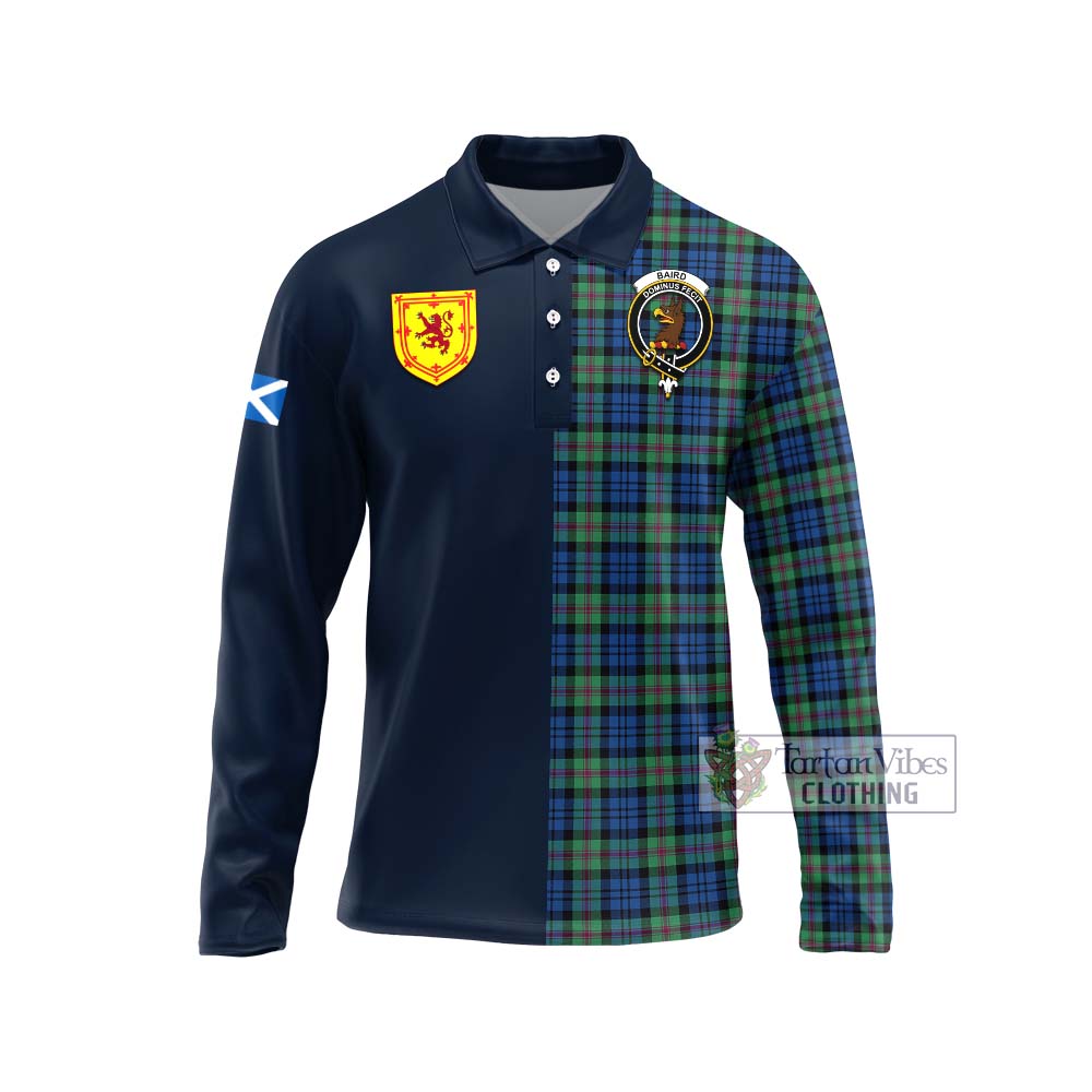 Tartan Vibes Clothing Baird Ancient Tartan Long Sleeve Polo Shirt with Scottish Lion Royal Arm Half Style