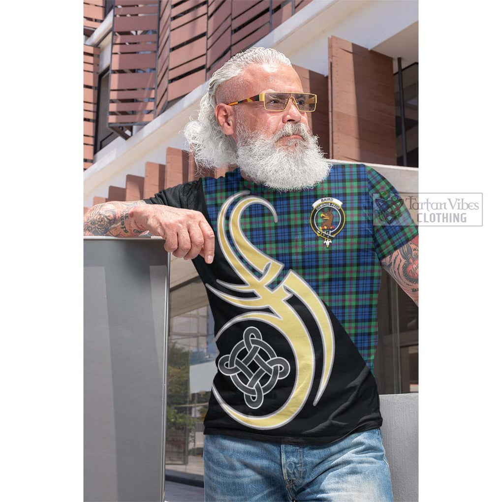 Tartan Vibes Clothing Baird Ancient Tartan Cotton T-shirt with Family Crest and Celtic Symbol Style