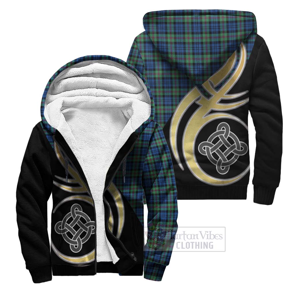 Baird Ancient Tartan Sherpa Hoodie with Family Crest and Celtic Symbol Style Unisex S - Tartan Vibes Clothing