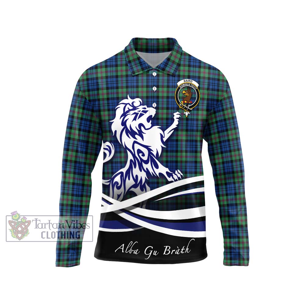 Baird Ancient Tartan Long Sleeve Polo Shirt with Alba Gu Brath Regal Lion Emblem Unisex - Tartanvibesclothing Shop