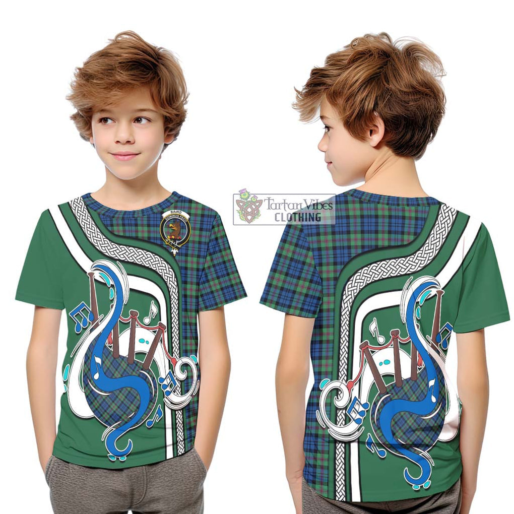 Tartan Vibes Clothing Baird Ancient Tartan Kid T-Shirt with Epic Bagpipe Style