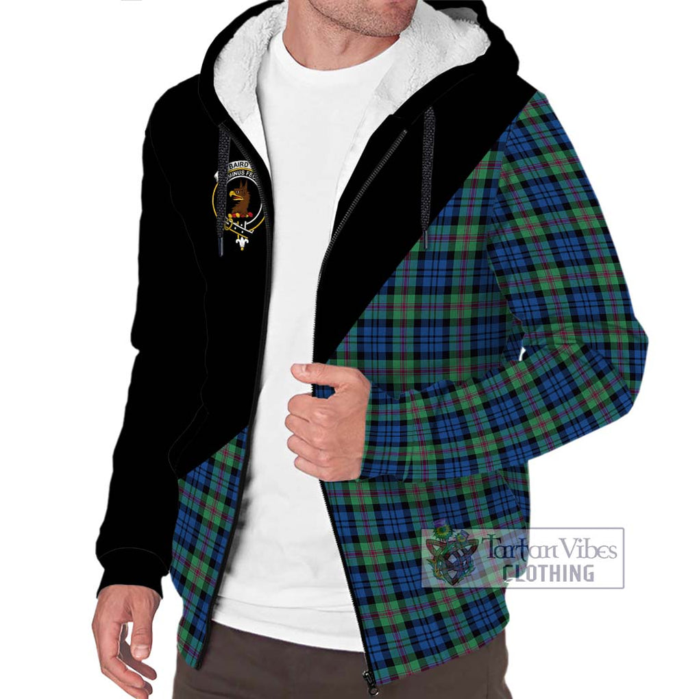 Baird Ancient Tartan Sherpa Hoodie with Family Crest and Military Logo Style Unisex S - Tartanvibesclothing Shop