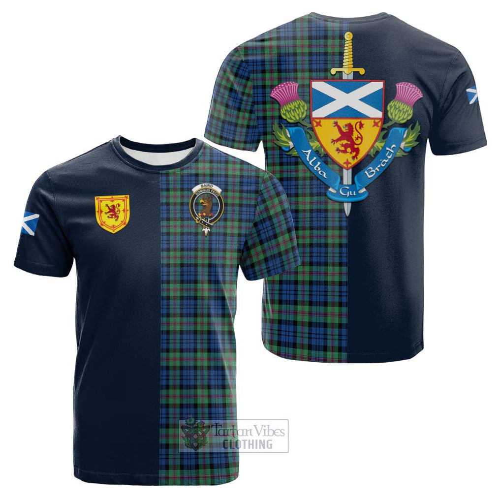 Tartan Vibes Clothing Baird Ancient Tartan Cotton T-shirt with Scottish Lion Royal Arm Half Style