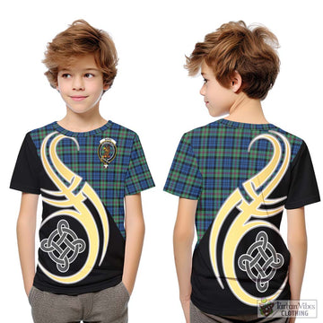 Baird Ancient Tartan Kid T-Shirt with Family Crest and Celtic Symbol Style