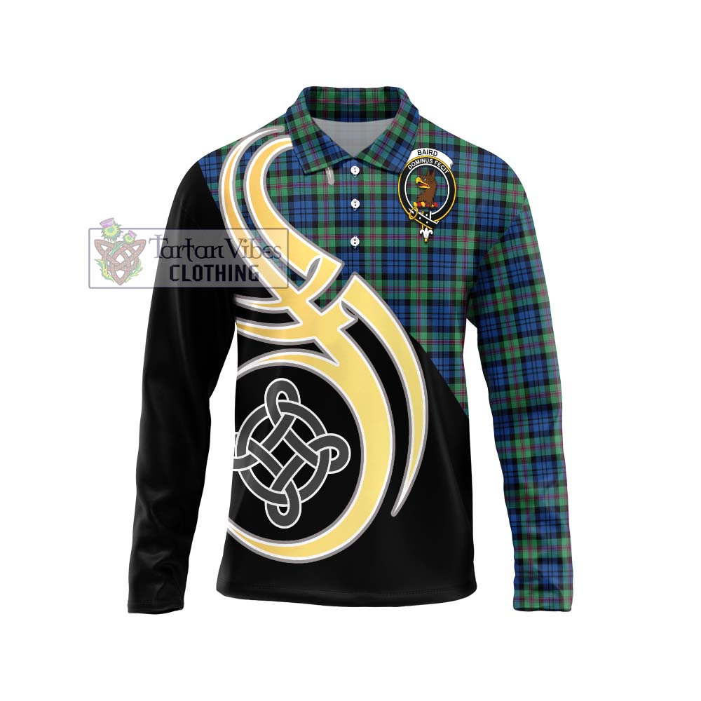 Baird Ancient Tartan Long Sleeve Polo Shirt with Family Crest and Celtic Symbol Style Unisex - Tartan Vibes Clothing