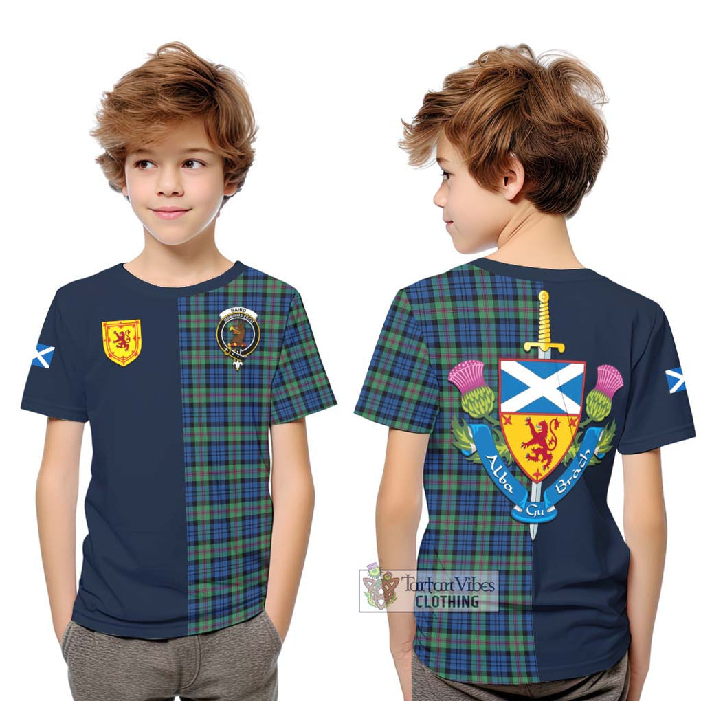 Tartan Vibes Clothing Baird Ancient Tartan Kid T-Shirt with Scottish Lion Royal Arm Half Style