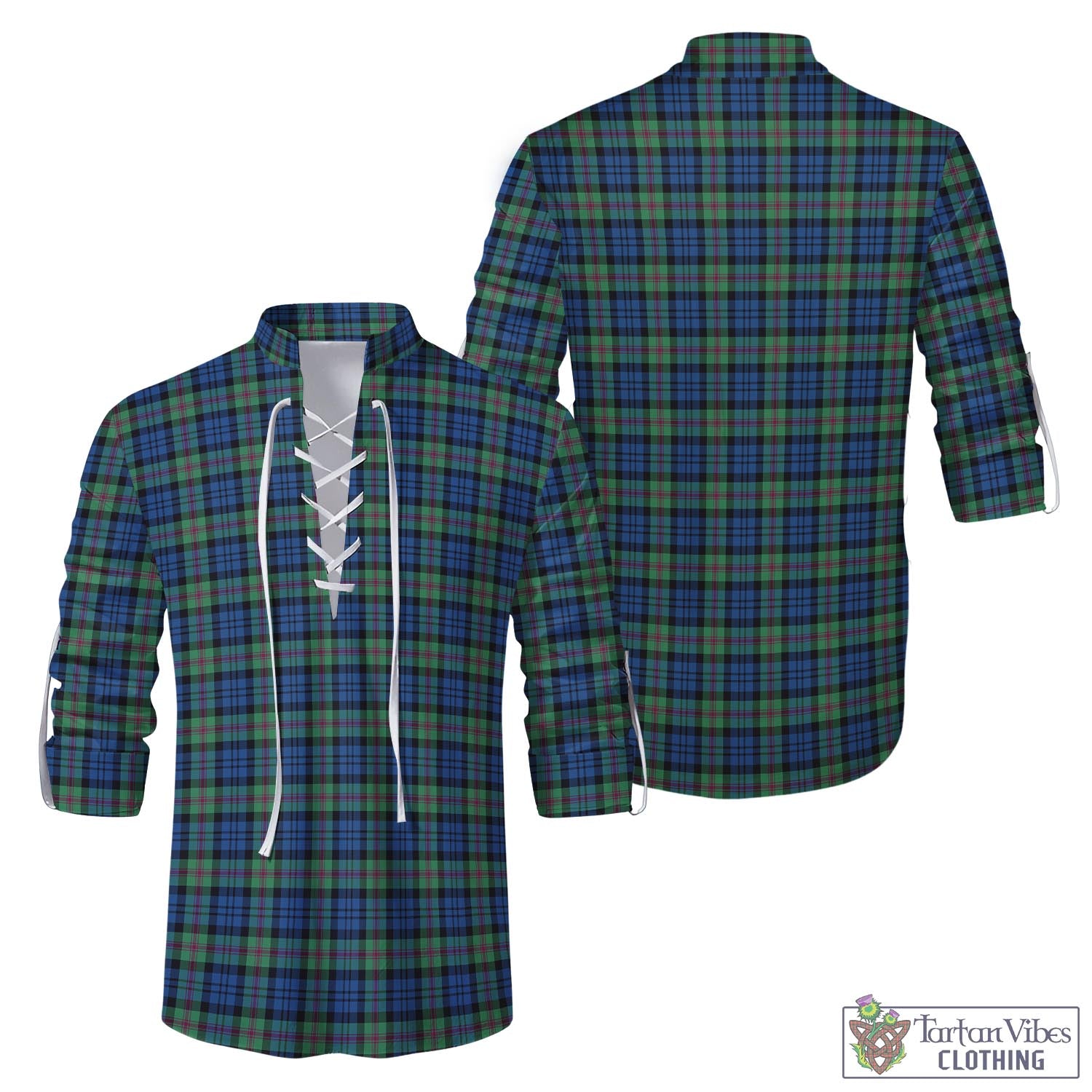 Tartan Vibes Clothing Baird Ancient Tartan Men's Scottish Traditional Jacobite Ghillie Kilt Shirt