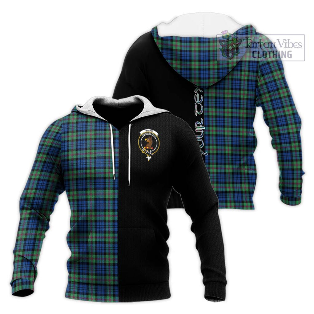 Baird Ancient Tartan Knitted Hoodie with Family Crest and Half Of Me Style Unisex Knitted Pullover Hoodie - Tartanvibesclothing Shop