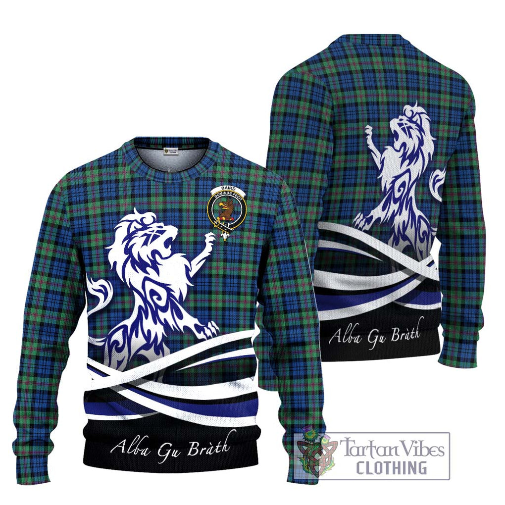 Baird Ancient Tartan Knitted Sweater with Alba Gu Brath Regal Lion Emblem Unisex - Tartanvibesclothing Shop