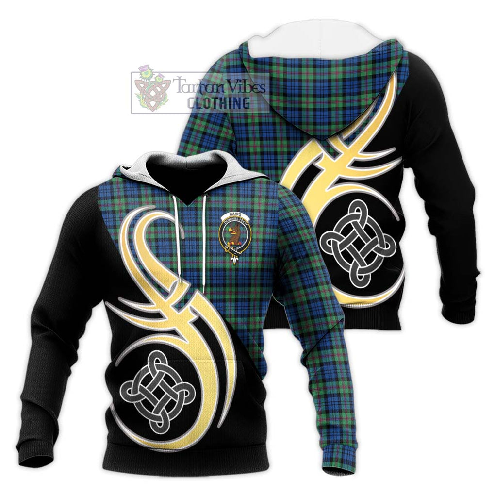 Baird Ancient Tartan Knitted Hoodie with Family Crest and Celtic Symbol Style Unisex Knitted Pullover Hoodie - Tartan Vibes Clothing