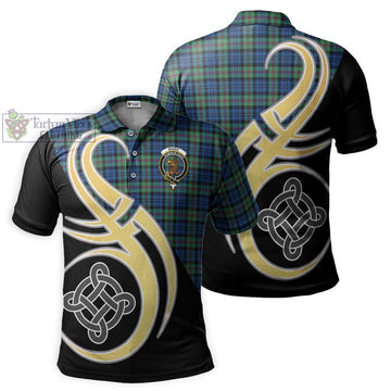 Baird Ancient Tartan Polo Shirt with Family Crest and Celtic Symbol Style