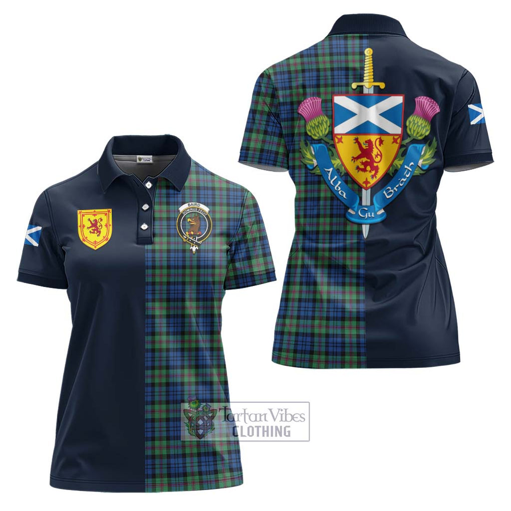 Tartan Vibes Clothing Baird Ancient Tartan Women's Polo Shirt with Scottish Lion Royal Arm Half Style