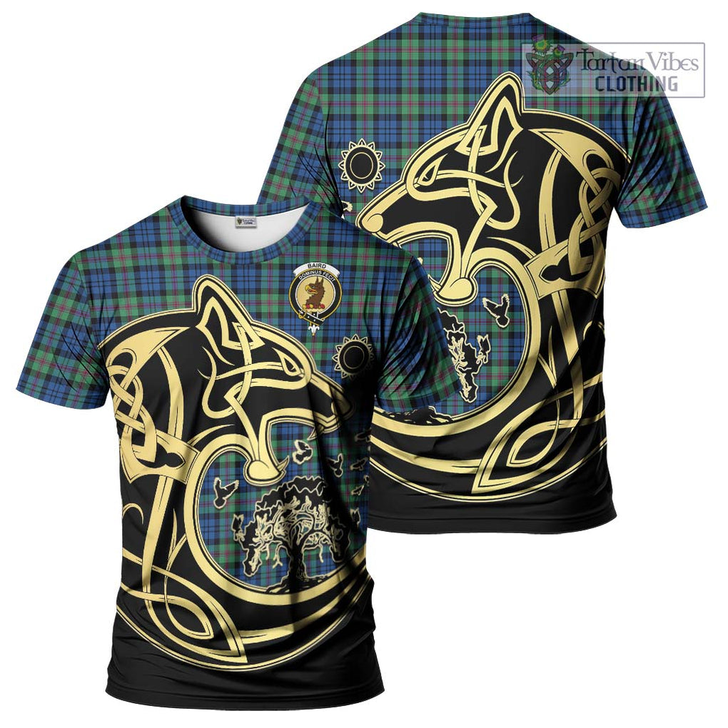 Baird Ancient Tartan T-Shirt with Family Crest Celtic Wolf Style Kid's Shirt - Tartan Vibes Clothing